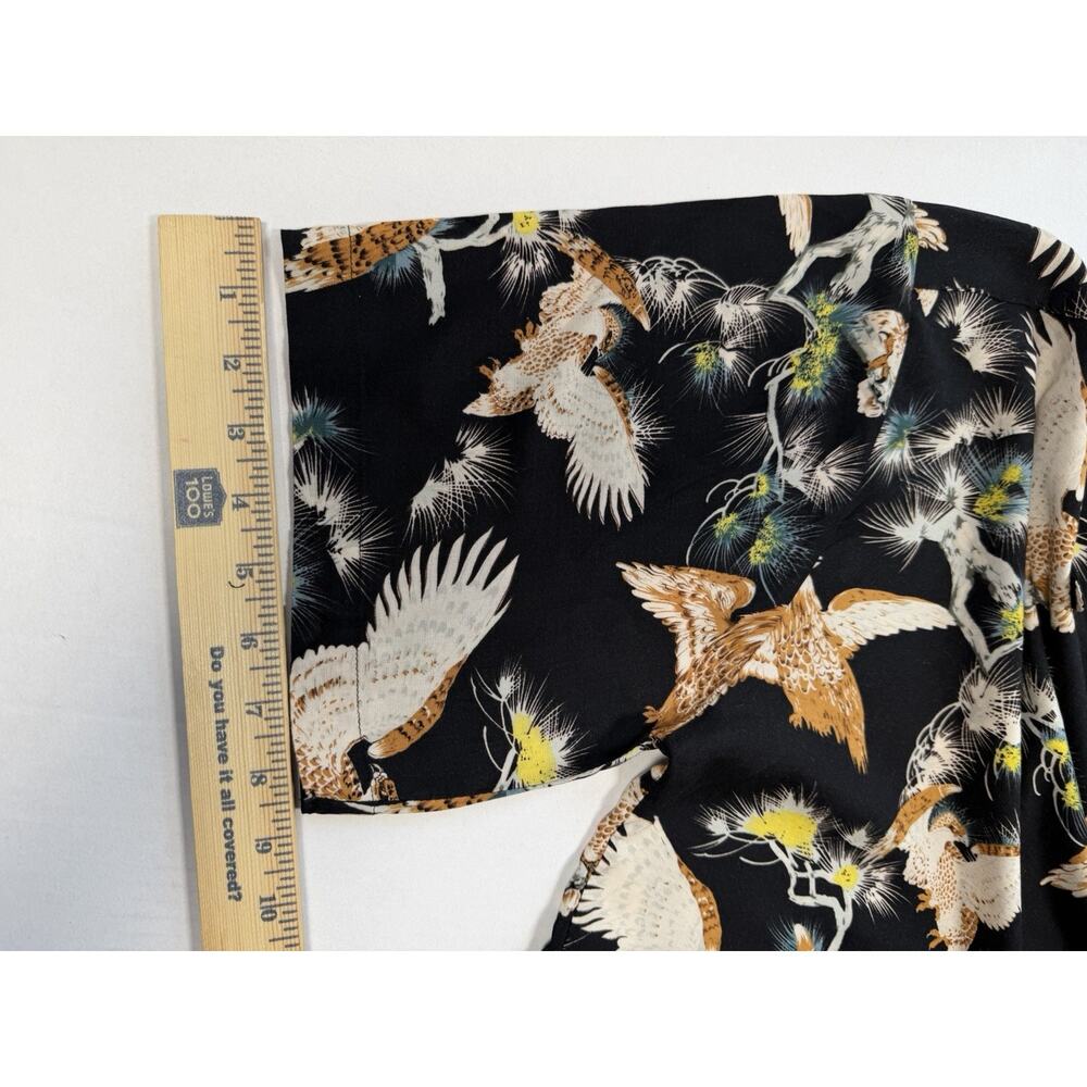 Monticello Hawaiian Shirt Mens XL Black Bird Print Rayon Short Sleeve Aloha - Picture 8 of 10